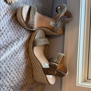 Steve Madden Braided Jute Wedge Sandals in Olive